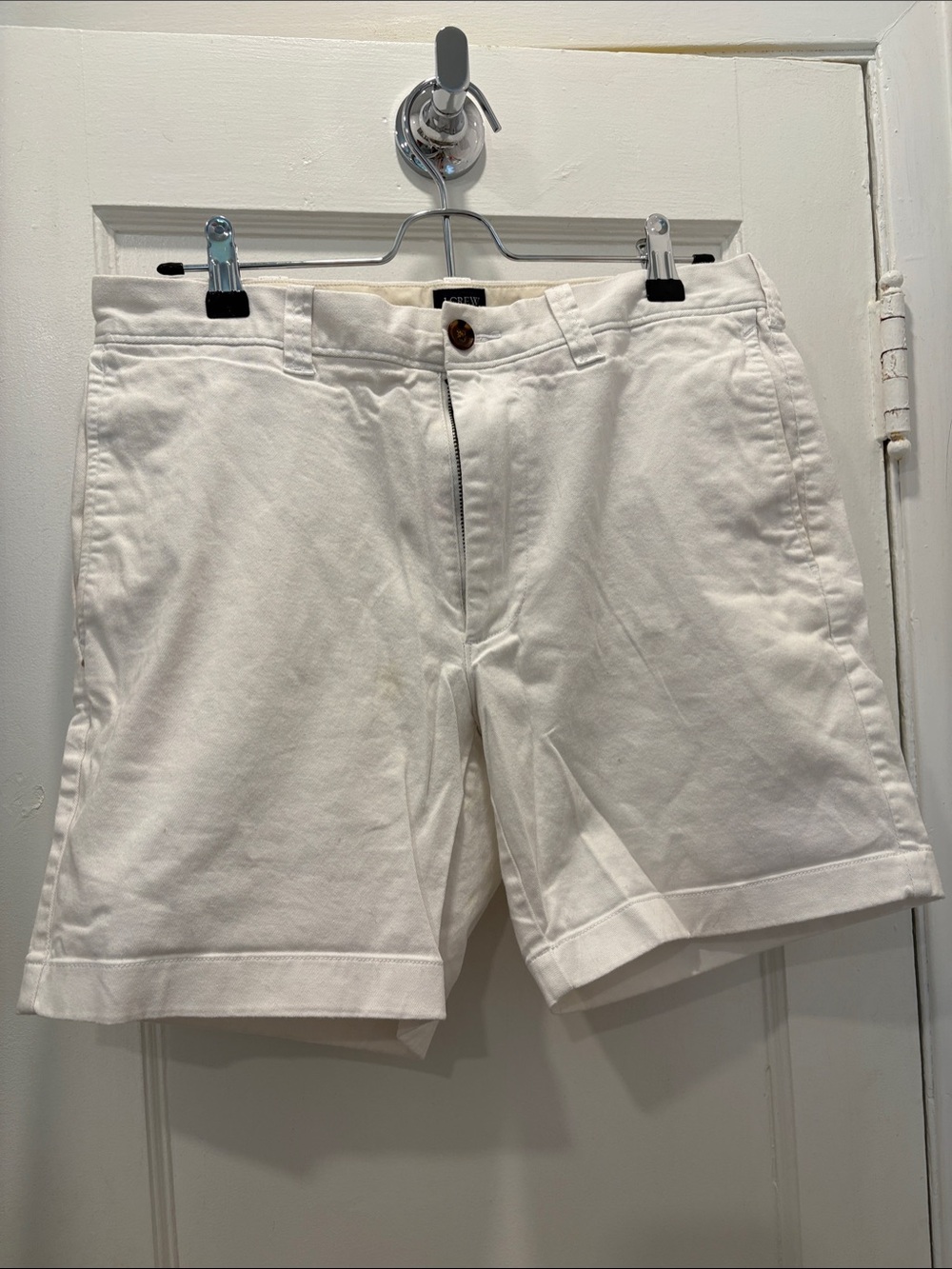 J. Crew Factory White Men’s Flat-Front Cotton Shorts